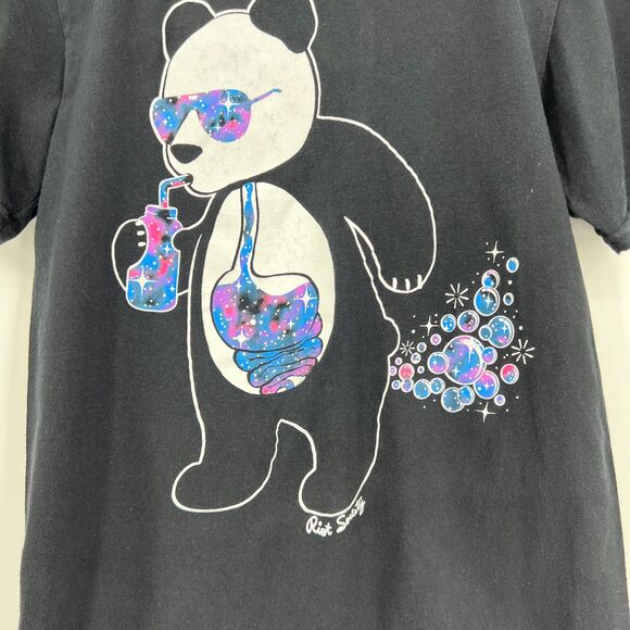 Riot Society Panda T-Shirt Small mens graphic tee farting bubbles black unisex - Picture 3 of 5